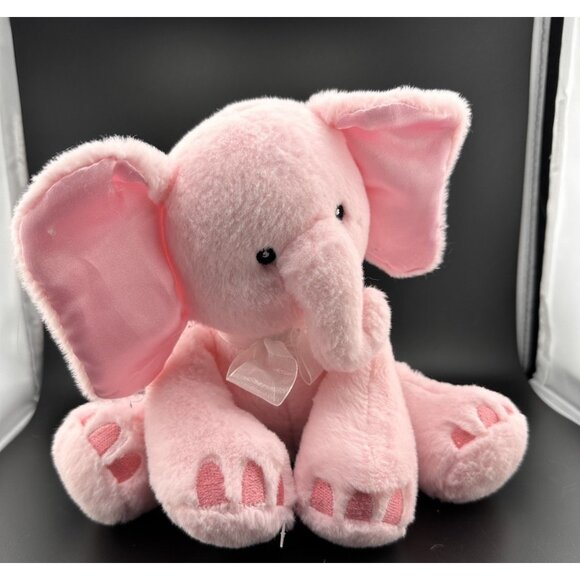 First & Main Kelli Pink Elephant with Ribbon Plush 8" 2012 Stuffed Animal - Picture 1 of 16